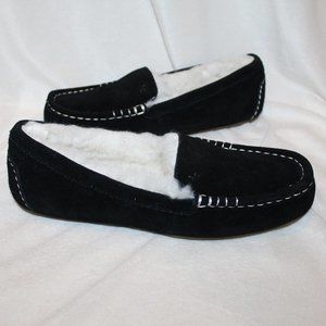 NIB UGG KOOLABURRA SUEDE LEZLY FUR LINED SLIPPERS BLACK